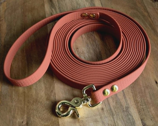 Longe chien 5 mètres en sangle enduite PVC (Hexa) - solide, imperméable & fabrication artisanale